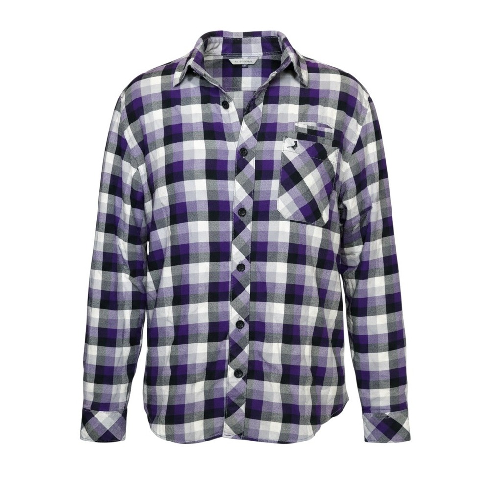 Aeropostale Mens‎ Purple Plaid Flannel Button Down Shirt Medium Long Sleeve